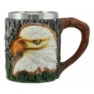 1 Pcs Of Surveyor Wildlife Majestic Bald Eagle Coffee Mug W/Rustic Tree Bark Body
