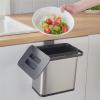 DYPASA Wastepaper Basket 0.8 Gal/3L Hanging Trash Can with Lid for Kitchen Cabinet Door, Stainless Steel Garbage Can Kitchen Compost Bin for Countertop or Under Sink Garbage Can view 3