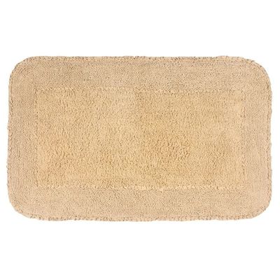 Modern & Contemporary Linen Beige Boho Bathroom Rugs with Lovely Frill Trims & Towel Texture Size: 24"x40" | Non Slip Backing Quick Water Absorbent Soft Warm Cozy Underfoot Feel Machine Washable