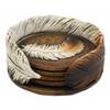 1 Set of Rustic Western Indian Eagle Feather Coaster Holder with 4 Round Coasters view 1