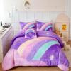 ANGIYUIN Deep Purple Girls Full Size Comforter Set Gradient Glitter Kids Bedding Sets 6 Pieces Soft Lightweight Galaxy Bed in A Bag with Sheets for Teens view 1
