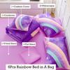 ANGIYUIN Deep Purple Girls Full Size Comforter Set Gradient Glitter Kids Bedding Sets 6 Pieces Soft Lightweight Galaxy Bed in A Bag with Sheets for Teens view 3