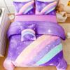 ANGIYUIN Deep Purple Girls Full Size Comforter Set Gradient Glitter Kids Bedding Sets 6 Pieces Soft Lightweight Galaxy Bed in A Bag with Sheets for Teens view 4