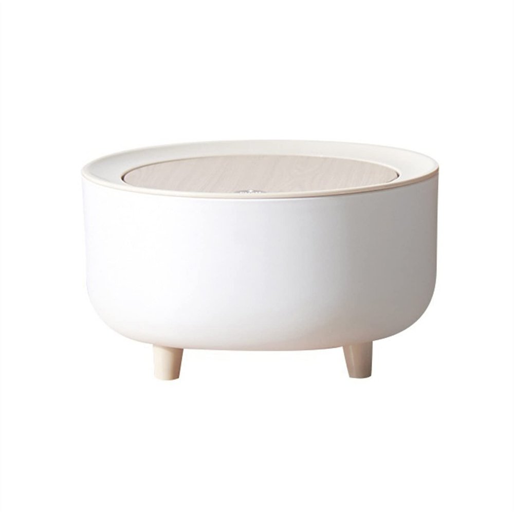 DYPASA Wastepaper Basket 14.2" X 8.6" Push Top Trash Can with Lid Tall Feet Garbage Can Round Trash Can with Legs - Kitchen/Bathroom Trash Can I 1.8 Gallons-7 Liters Garbage Can (Color : Large)