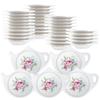 Bicuzat Floral Flowers Tea Bag Holder Tea Porcelain Accessories Teapot Shaped Tea Bag Coaster Resting Caddy Saucer 4 Inch/10cm-Set of 40 view 1