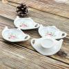 Bicuzat Floral Flowers Tea Bag Holder Tea Porcelain Accessories Teapot Shaped Tea Bag Coaster Resting Caddy Saucer 4 Inch/10cm-Set of 40 view 2