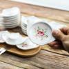 Bicuzat Floral Flowers Tea Bag Holder Tea Porcelain Accessories Teapot Shaped Tea Bag Coaster Resting Caddy Saucer 4 Inch/10cm-Set of 40 view 3