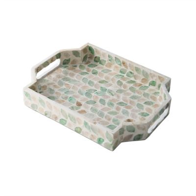 Serving Tray European Style Storage Tray Tea Set Tray Creative Desktop Tray Wooden Light Luxury Shell Decorative Tray Decorative Trays