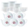 Bicuzat Polka Dot and Flowers Tea Bag Holder Tea Porcelain Accessories Teapot Shaped Tea Bag Coaster Resting Caddy Saucer 4 Inch/10cm-Set of 40 view 1