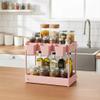 danpinera Plastic Slim Storage Cart, 3 Tier Narrow Rolling Cart on Wheels Bathroom Organizer with Dividers Handle Hanging Cups Hooks for Laundry Room Kitchen Small Spaces, Pink view 3