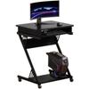 ALISENED 2 Tier Computer Desk with Keyboard Tray, 23.6" Home Office Desk Computer Workstation Rolling Study PC Laptop Table for Small Spaces,Z-Shaped Small Compact Study Table view 1