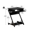 ALISENED 2 Tier Computer Desk with Keyboard Tray, 23.6" Home Office Desk Computer Workstation Rolling Study PC Laptop Table for Small Spaces,Z-Shaped Small Compact Study Table view 3