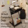 ALISENED 2 Tier Computer Desk with Keyboard Tray, 23.6" Home Office Desk Computer Workstation Rolling Study PC Laptop Table for Small Spaces,Z-Shaped Small Compact Study Table view 4
