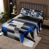 jejeloiu Blue Gray Black Abstract Bedspread Queen Size Modern Geometric Art Coverlet Set Geometry Rectangle Room Decorative Quilted Coverlet Quilted Set 3Pcs Bedspreads Quilt view 1