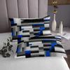 jejeloiu Blue Gray Black Abstract Bedspread Queen Size Modern Geometric Art Coverlet Set Geometry Rectangle Room Decorative Quilted Coverlet Quilted Set 3Pcs Bedspreads Quilt view 3