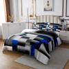 jejeloiu Blue Gray Black Abstract Bedspread Queen Size Modern Geometric Art Coverlet Set Geometry Rectangle Room Decorative Quilted Coverlet Quilted Set 3Pcs Bedspreads Quilt view 4