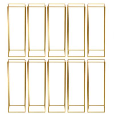 10Pcs Gold Wedding Centerpieces for Tables Wedding Flower Stand Gold Vase Column Flower Stand Rectangular Geometric Flower Rack Metal Plating Floral Decor Bouquet Holder for Wedding Party Event