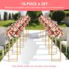 10Pcs Gold Wedding Centerpieces for Tables Wedding Flower Stand Gold Vase Column Flower Stand Rectangular Geometric Flower Rack Metal Plating Floral Decor Bouquet Holder for Wedding Party Event view 2