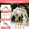 10Pcs Gold Wedding Centerpieces for Tables Wedding Flower Stand Gold Vase Column Flower Stand Rectangular Geometric Flower Rack Metal Plating Floral Decor Bouquet Holder for Wedding Party Event view 3