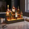 Cubehom LED Lighted Bar Liquor Shelves, 20 Inch Bar Bottle Display Shelf with App & Remote Control, 2 Tier for Home Bar, Party, Walnut view 1
