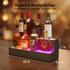 Cubehom LED Lighted Bar Liquor Shelves, 20 Inch Bar Bottle Display Shelf with App & Remote Control, 2 Tier for Home Bar, Party, Walnut view 2