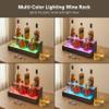 Cubehom LED Lighted Bar Liquor Shelves, 20 Inch Bar Bottle Display Shelf with App & Remote Control, 2 Tier for Home Bar, Party, Walnut view 3