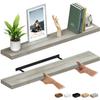 Ballucci Floating Shelves for Wall, 48" Wood Wall Shelf Set of 2, with Invisible Brackets for Bathroom, Living Room, Bedroom, Kitchen, Nursery, 8" Deep, Rustic Gray view 1