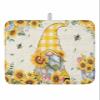Sunflower Gnomes Dish Drying Mat for Kitchen Counter, Spring Farm Bee Blooming Floral Absorbent Reversible Dish Drainer Rack Mats for Coffee Bar Mats 16''x18'' 1 PCS view 1