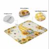 Sunflower Gnomes Dish Drying Mat for Kitchen Counter, Spring Farm Bee Blooming Floral Absorbent Reversible Dish Drainer Rack Mats for Coffee Bar Mats 16''x18'' 1 PCS view 2
