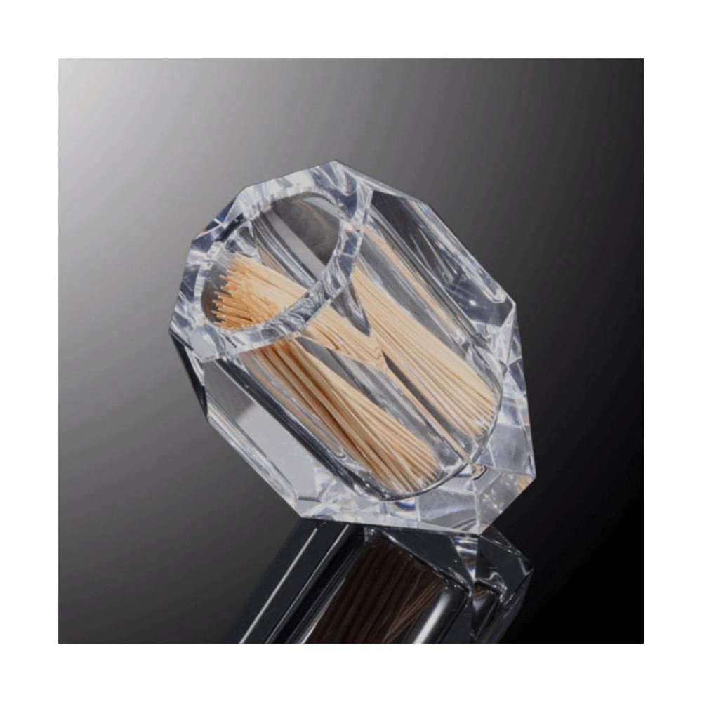 ROHNES Glass Toothpick Holder Dispenser Desktop Transparent Toothpick Holder Cotton Swab Storage Box Home Restaurant Hotel