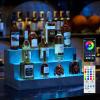 Cubehom LED Lighted Liquor Bottle Display Shelf, 24 Inch Bar Display Shelf, DIY Illuminated Bottle Shelf App & Remote Control, 3 Step Freestanding Holding Bottles Home Bar, Party, Grey JCFA20-1 view 1