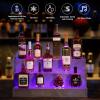 Cubehom LED Lighted Liquor Bottle Display Shelf, 24 Inch Bar Display Shelf, DIY Illuminated Bottle Shelf App & Remote Control, 3 Step Freestanding Holding Bottles Home Bar, Party, Grey JCFA20-1 view 4