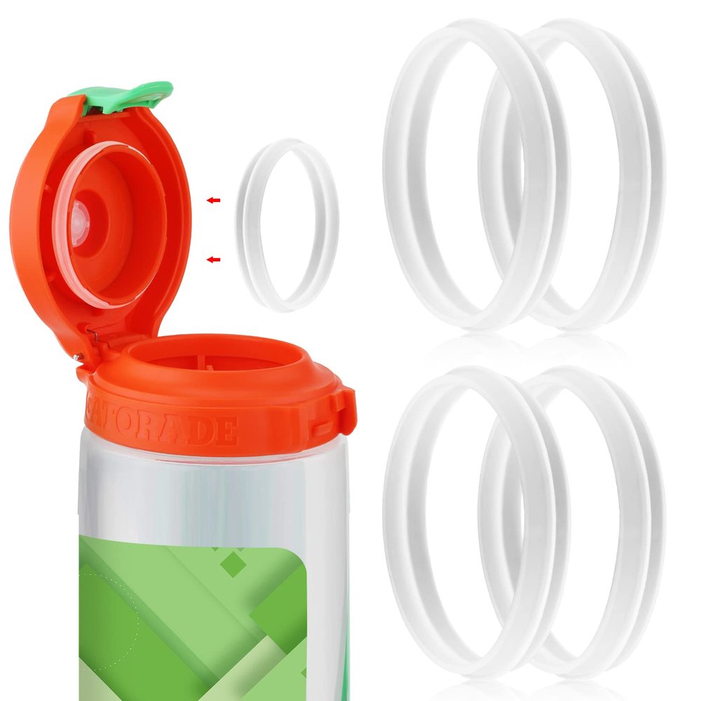 4pcs Replacement Gasket Compatible with Gatorade Water Bottle, Clear Silicone Lid Seal Replacement for Gx Bottle Seal Rubber Seal Ring Replacement Accessory Part for 30oz GX Pods