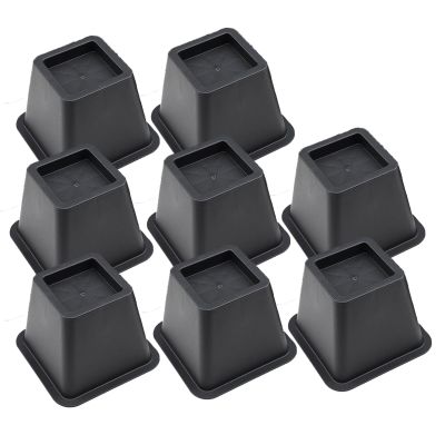 Ihomepark Bed Risers 4 Inch Heavy Duty, Square Furniture Frame Lift for Couch, Chair, Desk, Sofa and Bunk Bedpost, Set of 8