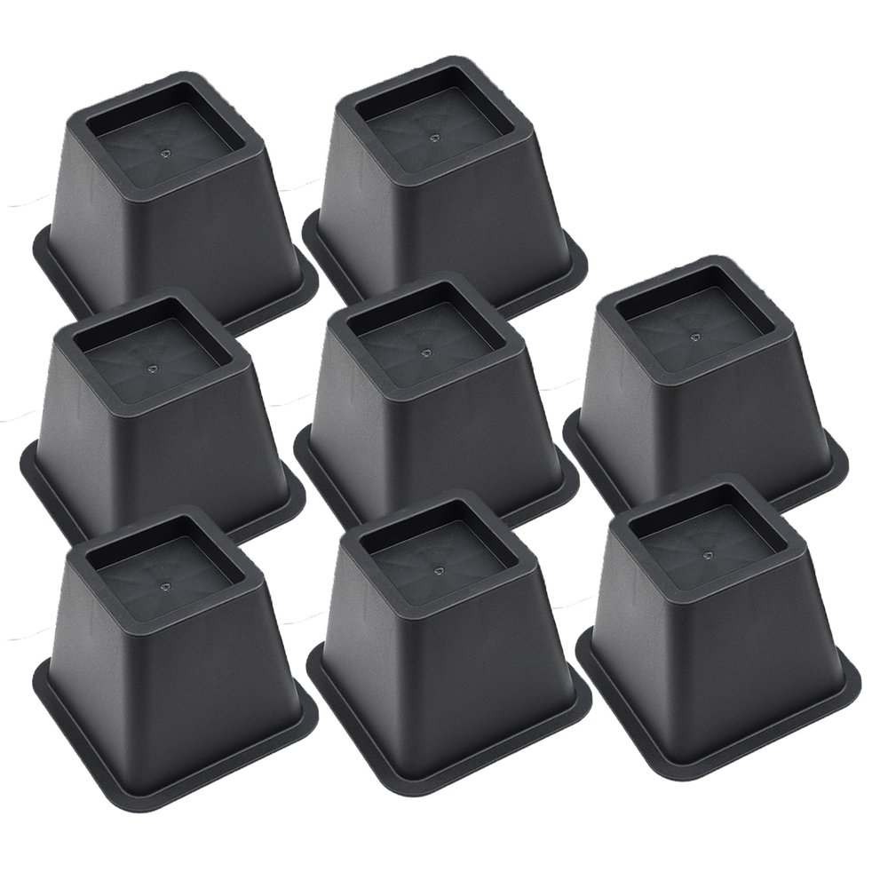 Ihomepark Bed Risers 4 Inch Heavy Duty, Square Furniture Frame Lift for Couch, Chair, Desk, Sofa and Bunk Bedpost, Set of 8