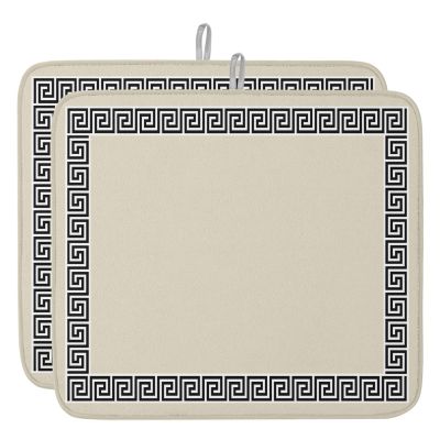 Beige Dish Drying Mat for Kitchen Counter, Black Modern Geometric Abstract Art Aesthetics Absorbent Reversible Dish Drainer Rack Mats for Coffee Bar Mats 18''x24'' 2 PCS