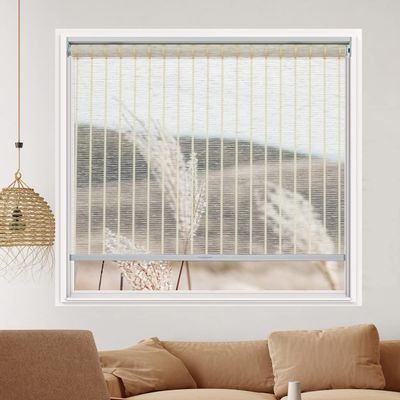 Tonature Natural Bamboo Look Cordless Window Blinds, Free-Stop Shades & Blinds, Light Filtering Roller Shades for Home, Roller Window Shades, Door Blinds for Windows, Cream, 66.5" W x 54" H