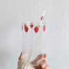 Coffee Cups Ceramic Strawberry Cute Glass Straw Creative Transparent Water Cup Milk Housewarming view 2