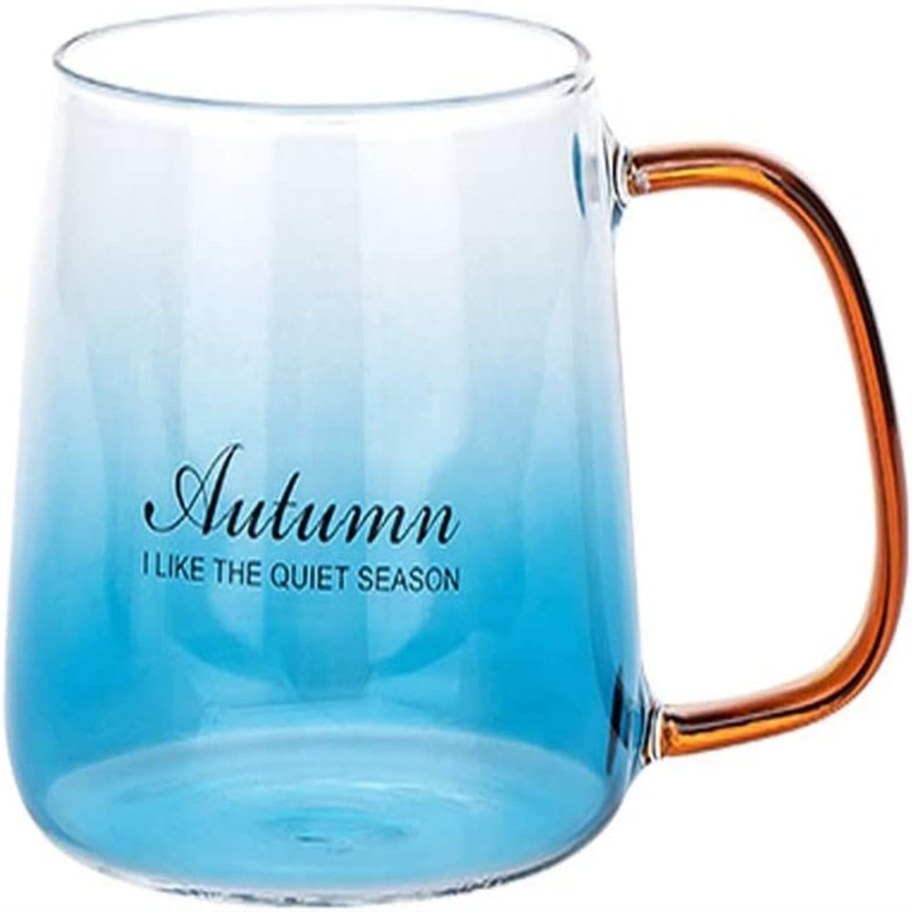 Coffee Mugs Clear Glass Coffee Mugs with Handle Colorful Painted Cups for Breakfast Coffee/Water/Oat/Tea/Milk Mug Large Gifts Blue for Coffee Milk