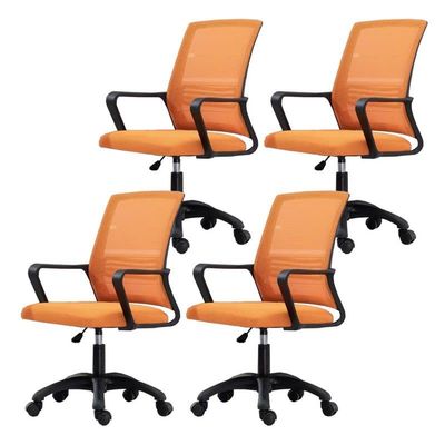 CraftThink Ergonomic Office Chair, Swivel Rolling Home Office Desk Computer Chair Reclining High Back Mesh Chair Gaming Chair with Lumbar Support, Tilt Available, Orange& Black 4 Pieces Set