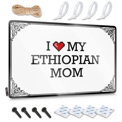 Abipuir Retro Signs I Love My Ethiopian Mom Tin Sign Beer Decorations for Man Cave Retro Decor (Color : Colour, Size : 20X30CM)
