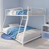 anwickjeff Metal Bunk Beds Twin Over Full Size,Heavy Duty Low Bunkbeds with Ladder & Safety Guard Rails for Kids Boys Girls Teens Adults,Space Saving & No Box Spring Need (White) view 1