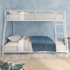 anwickjeff Metal Bunk Beds Twin Over Full Size,Heavy Duty Low Bunkbeds with Ladder & Safety Guard Rails for Kids Boys Girls Teens Adults,Space Saving & No Box Spring Need (White) view 2