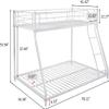 anwickjeff Metal Bunk Beds Twin Over Full Size,Heavy Duty Low Bunkbeds with Ladder & Safety Guard Rails for Kids Boys Girls Teens Adults,Space Saving & No Box Spring Need (White) view 3