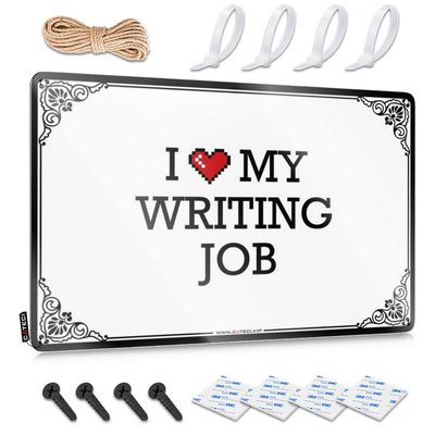 Abipuir Retro Signs I Love My Writing Job Tin Sign Beer Decorations for Man Cave Retro Decor (Color : Colour, Size : 20X30CM)