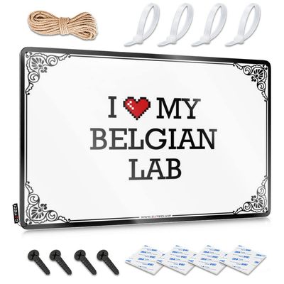 Abipuir Garage Tin Sign I Love My Belgian Lab Tin Sign Playroom Furniture Basement Decor (Color : Colour, Size : 20X30CM)