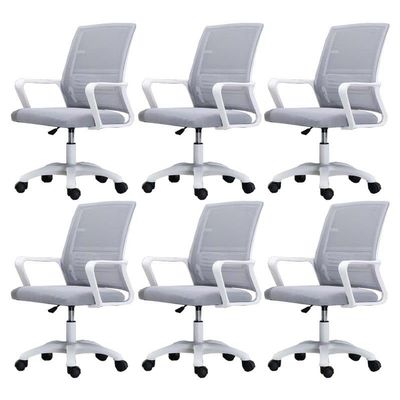 CraftThink Ergonomic Office Chair, Swivel Rolling Home Office Desk Computer Chair Reclining High Back Mesh Chair Gaming Chair with Lumbar Support, Tilt Available, Gray& White 6 Pieces Set