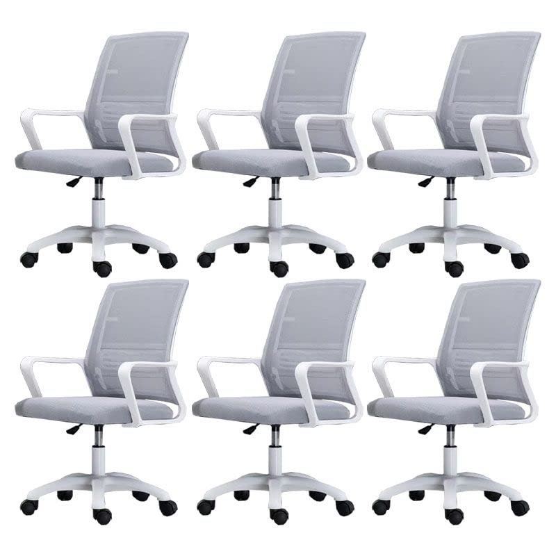 CraftThink Ergonomic Office Chair, Swivel Rolling Home Office Desk Computer Chair Reclining High Back Mesh Chair Gaming Chair with Lumbar Support, Tilt Available, Gray& White 6 Pieces Set