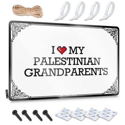 Abipuir Garage Tin Sign I Love My Palestinian Grandparents Tin Sign Playroom Furniture Basement Decor (Color : Colour, Size : 20X30CM)
