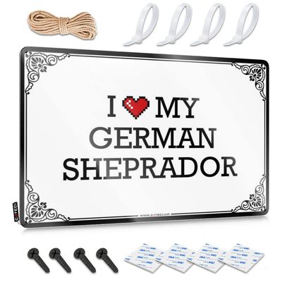 Abipuir Garage Tin Sign I Love My German Sheprador Tin Sign Playroom Furniture Basement Decor (Color : Colour, Size : 20X30CM)